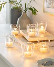 Tealight candles in glass holders