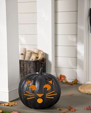 Cat Jack-o'-lantern on porch