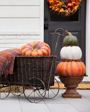 Stack of artificial pumpkins